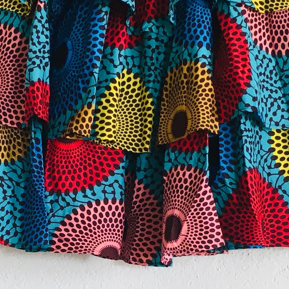 Hongyu Amy women’s African skirt tiered elasticized waistline multi-color size L - Picture 3 of 6